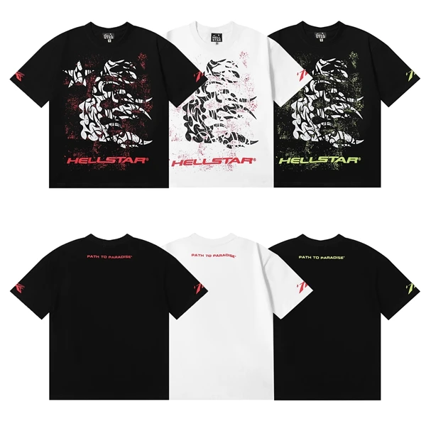 تي شيرت Hell Star Thorn للرجال والنساء ort Sve تي شيرت صيفي مطبوع بنمط هندسي فضفاض مناسب مستدير Ne Cotton High Street Sle #1