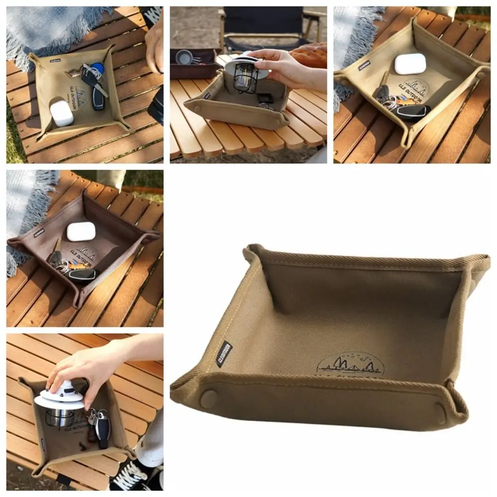 

Clutter-Free Camping Organizer Tray Oxford Cloth Compact Folding Storage Tray Desktop Multifunction Outdoor Tray Sundry