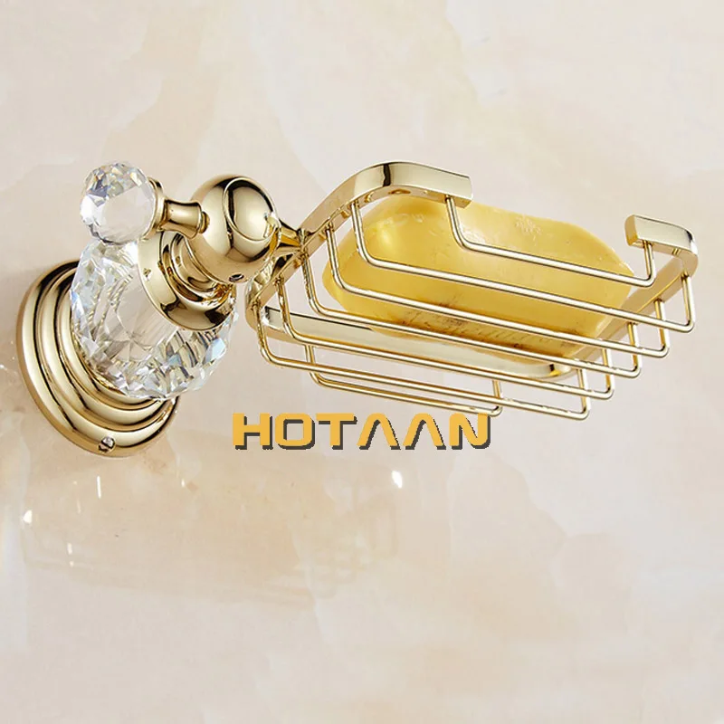 Gold Color Crystal Brass Ceramics Bathroom Accessories Soap Dishes/ Soap Holder/Soap Case Home Decoration Useful For Bathroom