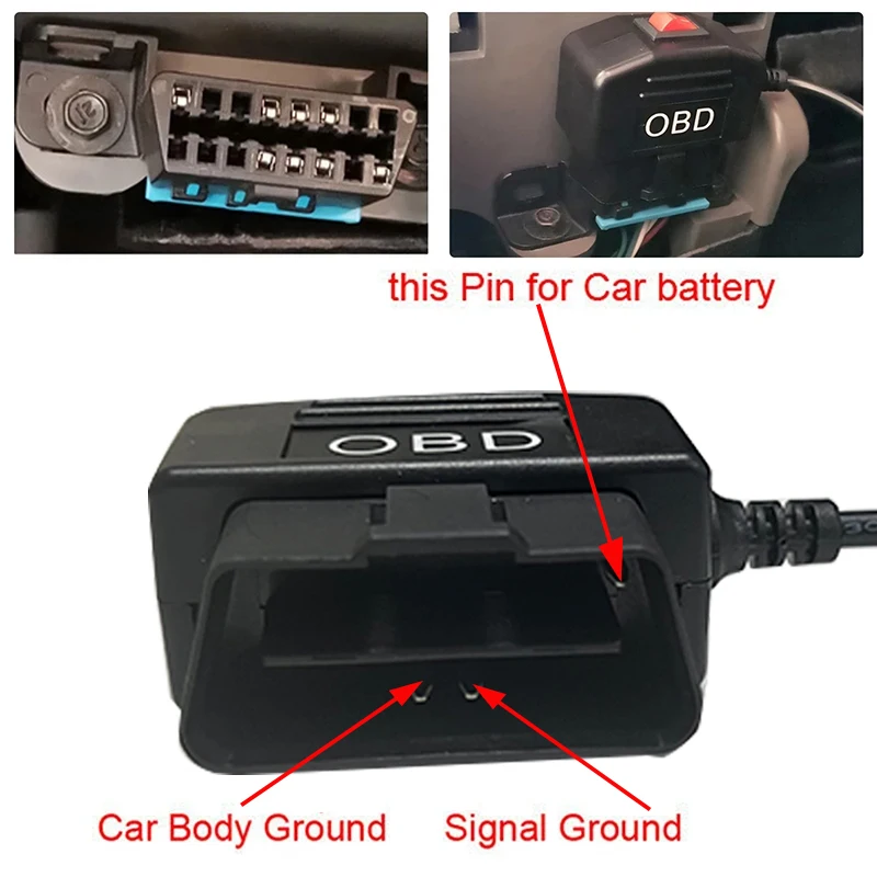 Car DVR Hardwire Kit for Low Vol Protection 5V 3A USB Port Car Charge Cable OBD Dashcam 24H Parking Monitoring Car Accessory