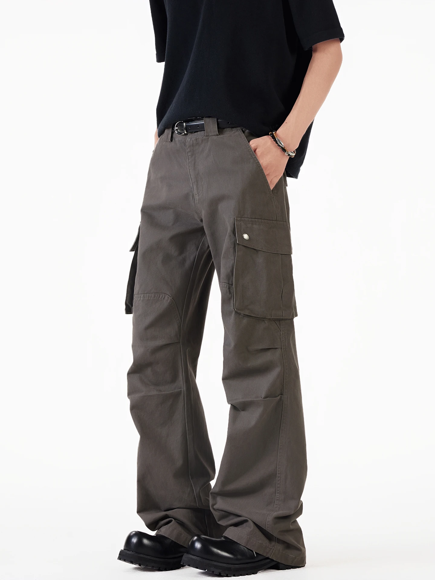 

Повседневная рабочая одежда Брюки Мужские летние американские брюки High Street со свободной талией Accordion ket Плиссированные прямые брюки