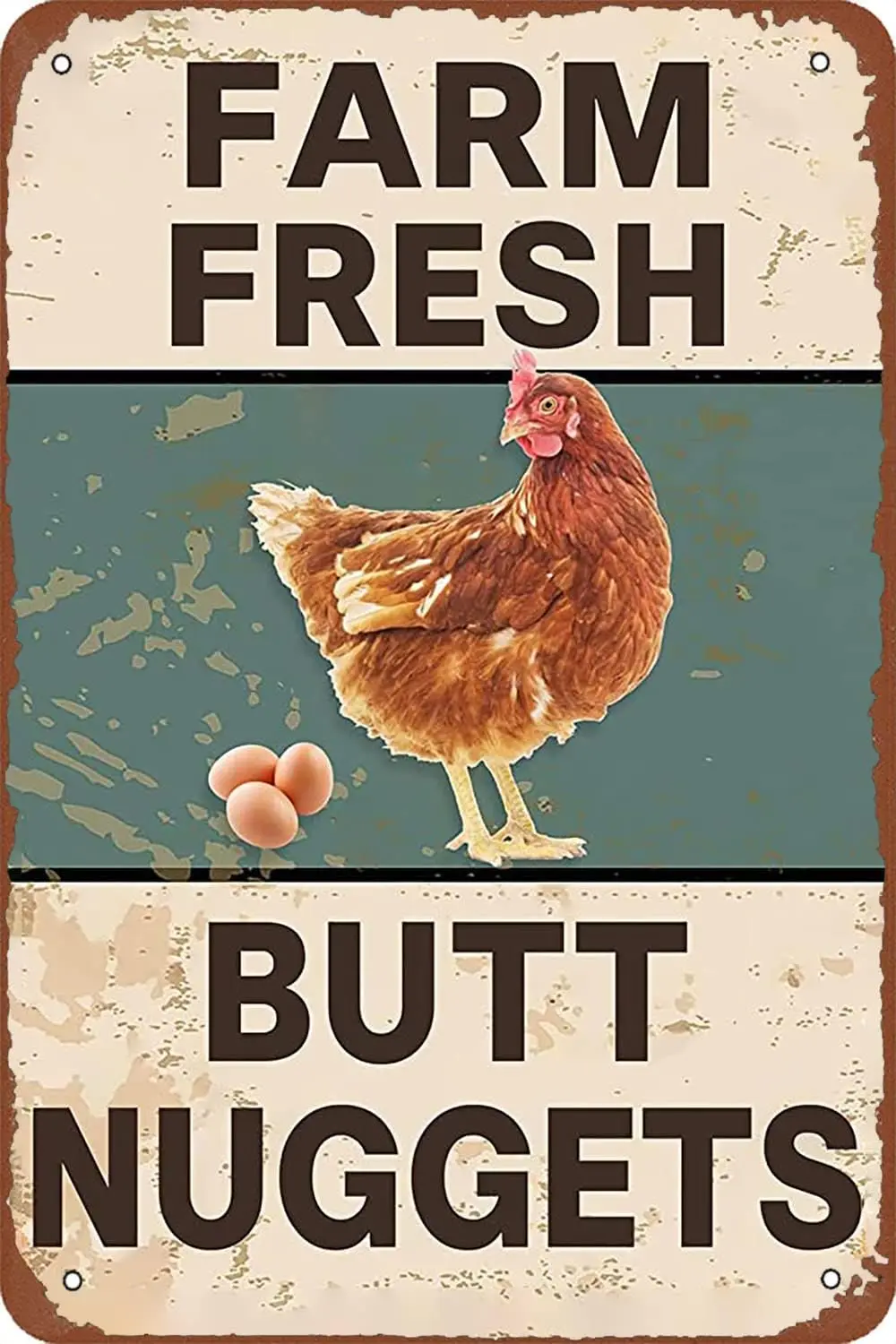 Metal tin Signs Farm Fresh Butt Nuggets Vintage Funny Decorations Word Poster Decor Wall Plaque 8x12 Inches sign