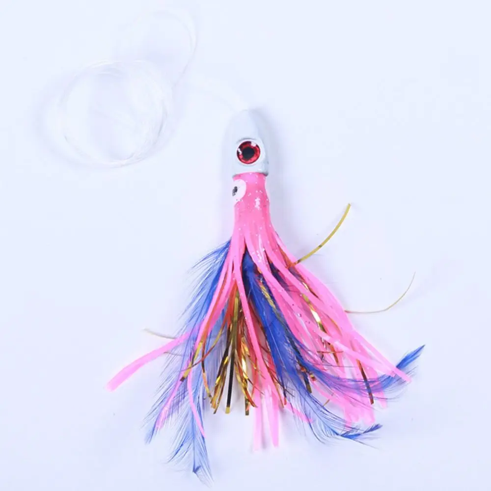 13cm/17g Luminous Squid Skirt Saltwater Octopus Bait Lead Head Long Tail Soft Fishing Lures Tuna Sailfish Baits Tackle Accessory