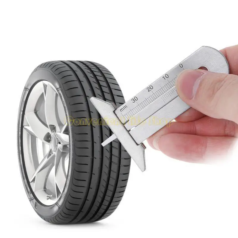 

L1EE Stainless Steel Car Tyre Tread Depth Gauge 0-30mm Caliper Depth Measurement Tool