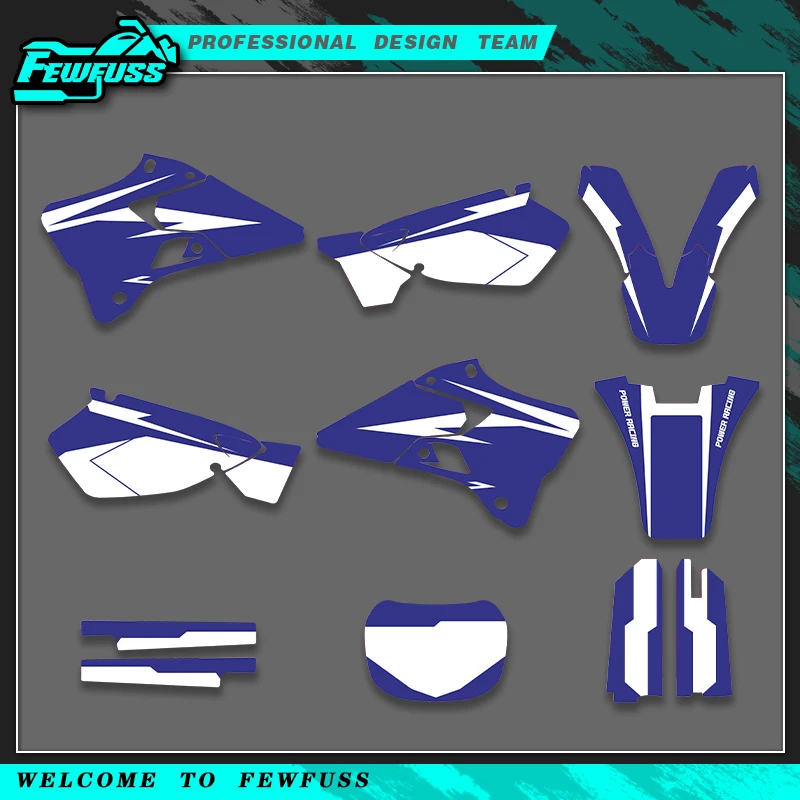 Fewfuss For Yamaha YZ125 YZ250 1996 1997 1998 1999 2000 2001 Motorcycle Full Graphics Decals Stickers Kit Custom Name & Number