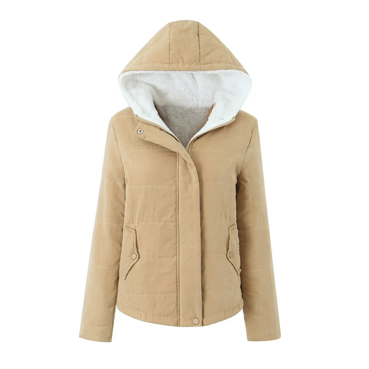 2026 New Women'S Hooded Loose Cotton-Padded Jacket With Fleece Lining Plus Size Plus Velet Cotton Coat Autumn/Winter Long Parkas