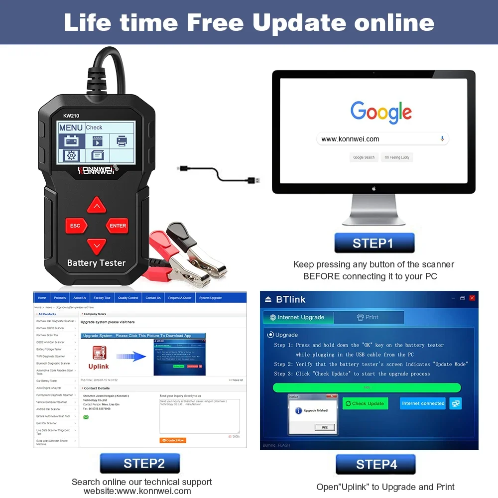 KONNWEI KW210 Automatic Smart 12V Car Battery Tester 100-2000 CCA Car Battery Analyzer Auto Repair Tool Regualr Flooded view 6