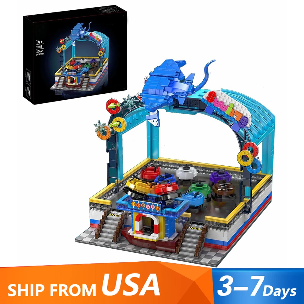 

2044PCS Creative Amusement Park Bumper Car Building Blocks City Architecture Modular Building Block Assembly Model Diy Toys Gift