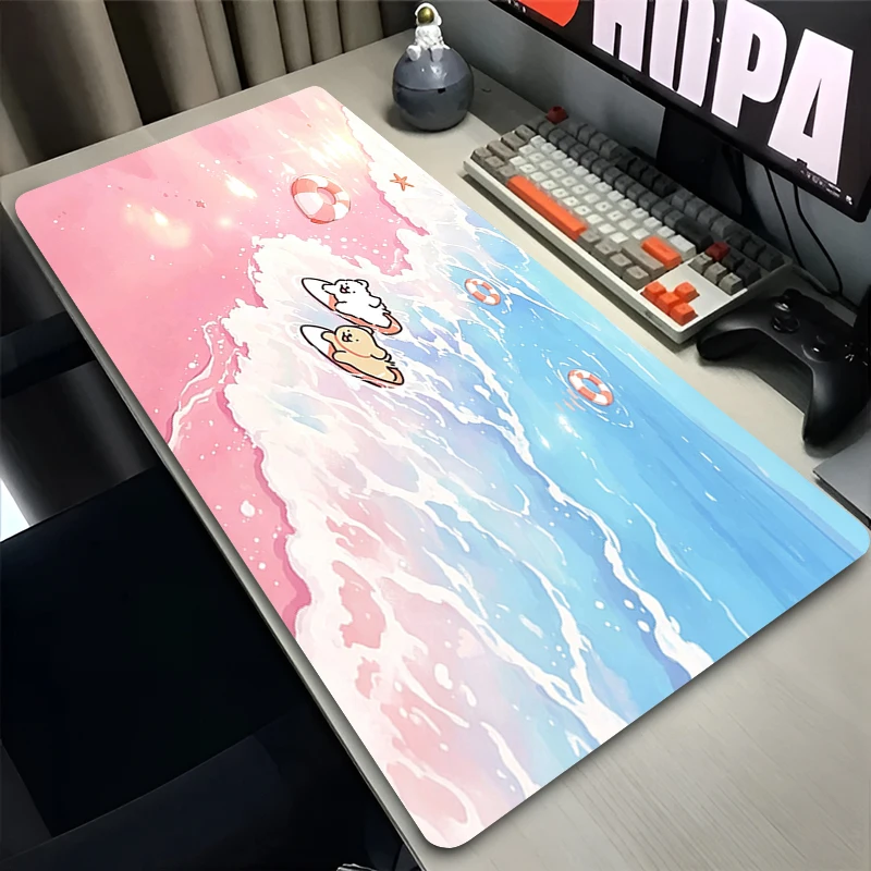 kawaii Computer Mouse Pad Cute Line Puppy Mouse Pads Large Gaming Mousepad Rubber Extended Gamer Desk mat Keyboard Mouse Carpet