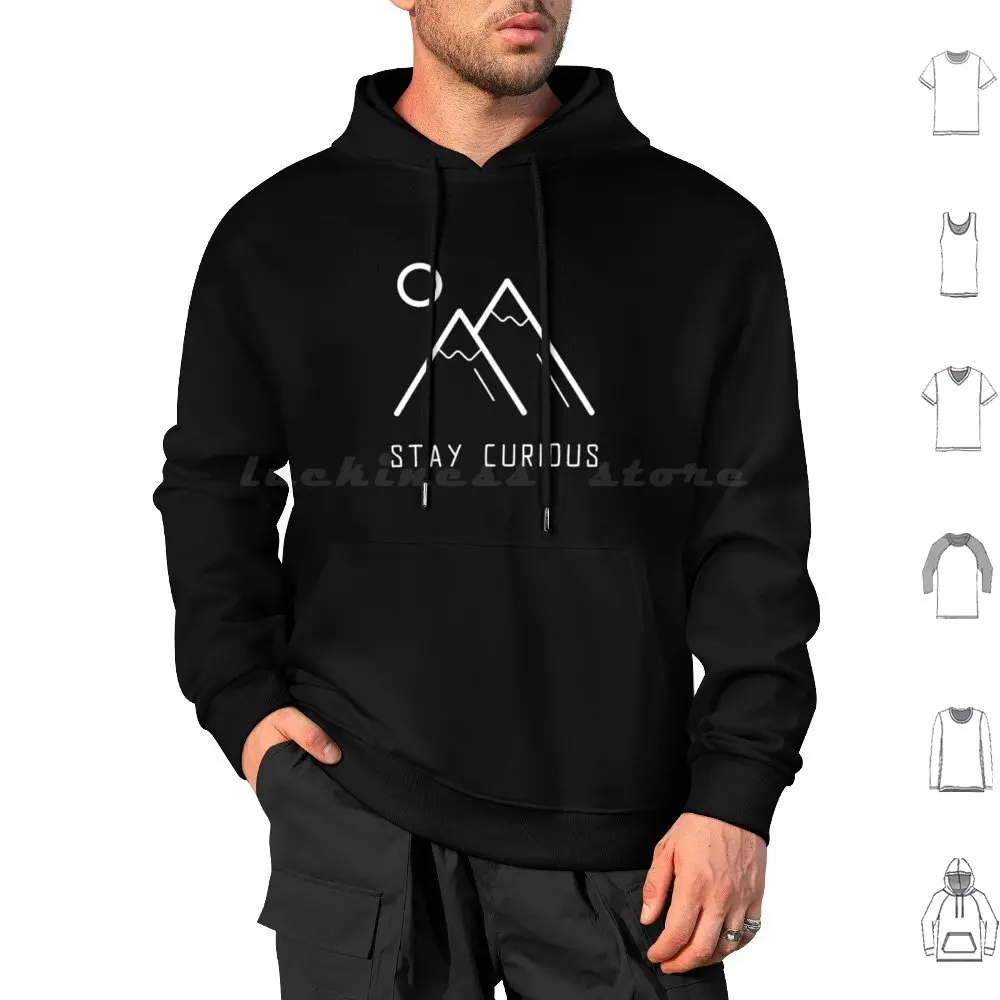 Stay Curious Hoodie cotton Long Sleeve Skiing Skier Ski Snow Snowboard Skiing Lover Funny Skiing Cross Country Skiing