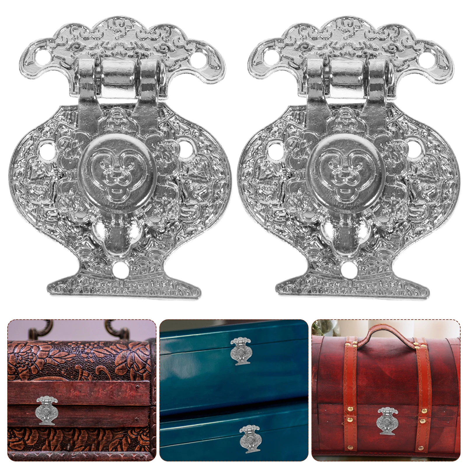 10 pezzi di chiusura a forma di cuore in lega di zinco vintage con fibbia a levetta per portagioie, custodia in legno, hardware in ottone