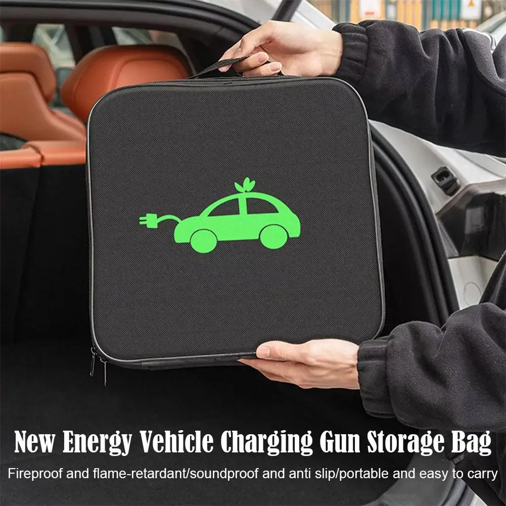 EV Charging Cable Storage Bag Jumper Cable Bag Cable Storage Case Car Flame-retardant Charging Gun Storage Bag