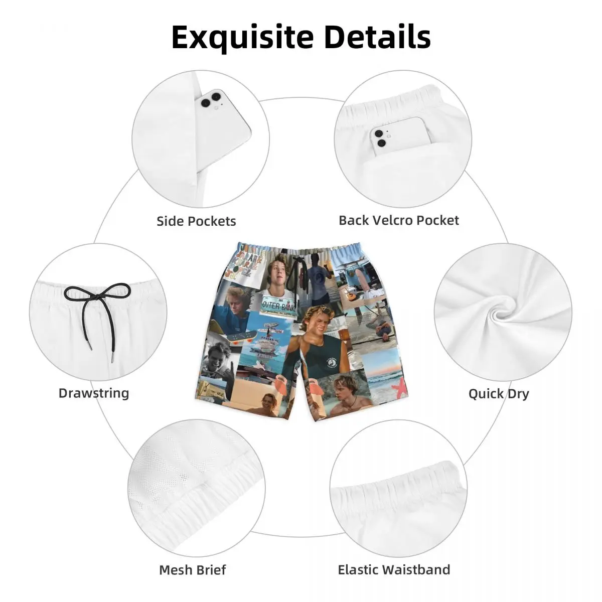 Jj Maybank رياضة السراويل الصيف رودي بانكو صور الكولاج عادية شورتات للبحر الرجال تشغيل تصفح سريع جاف مخصص السباحة جذوع