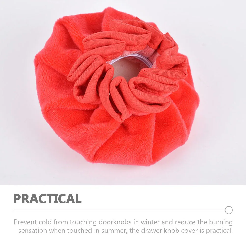 

Flower-shaped Handle Gloves Doorknob Covers Decorative Cupboard Red Cloth Modern Simple Round