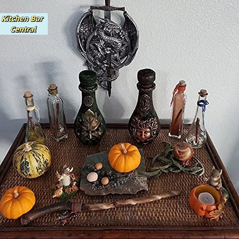 【1 unidad de botella decorativa retro, frasco de poción con diseño de luna celestial, escultura decorativa gótica, adorno de decoración para el hogar】