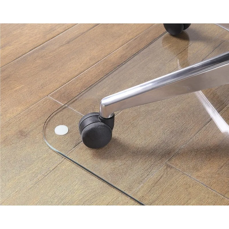 Tempered Glass Chairmat, 44" Width X 50" Depth X 0.25" Thickness, Clear, 1 Each