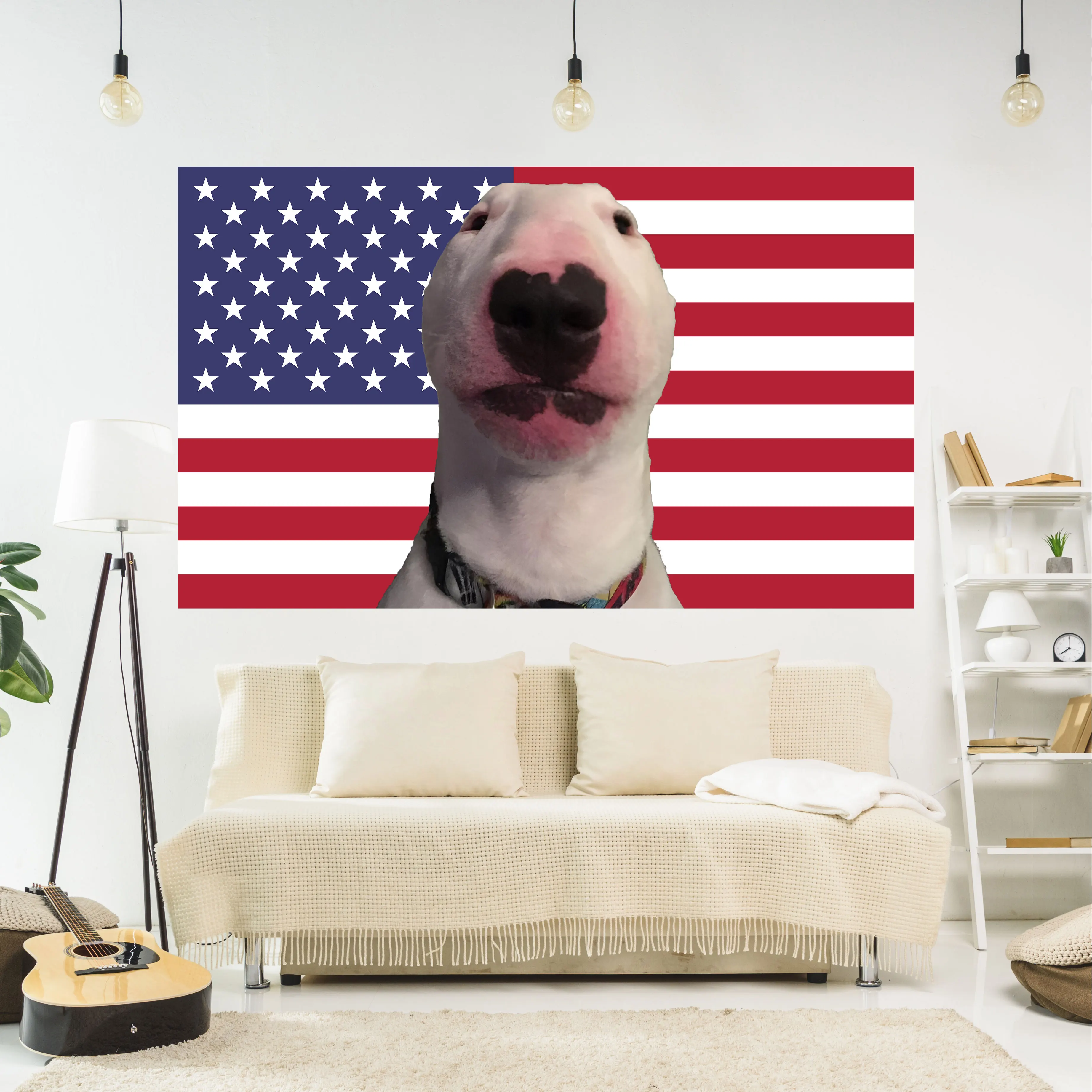 

QdDeco Walter Dog Printed Home Decorgift Fade Proof Bedroom Polyester UV Resistant Premium Indoor Dorm Decor