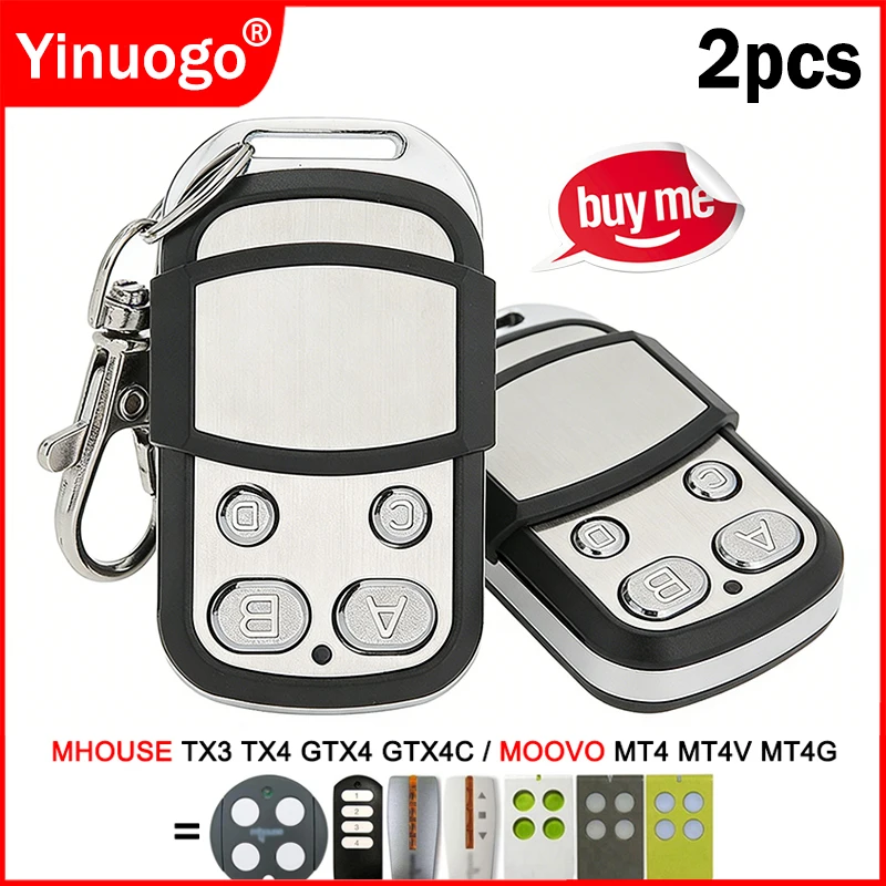 

Compatible With MOOVO MT4 MT4V MT4G MHOUSE GTX4 GTX4C TX4 TX3 Garage / Gate Remote Control 433MHz Rolling Code Hand Transmitter