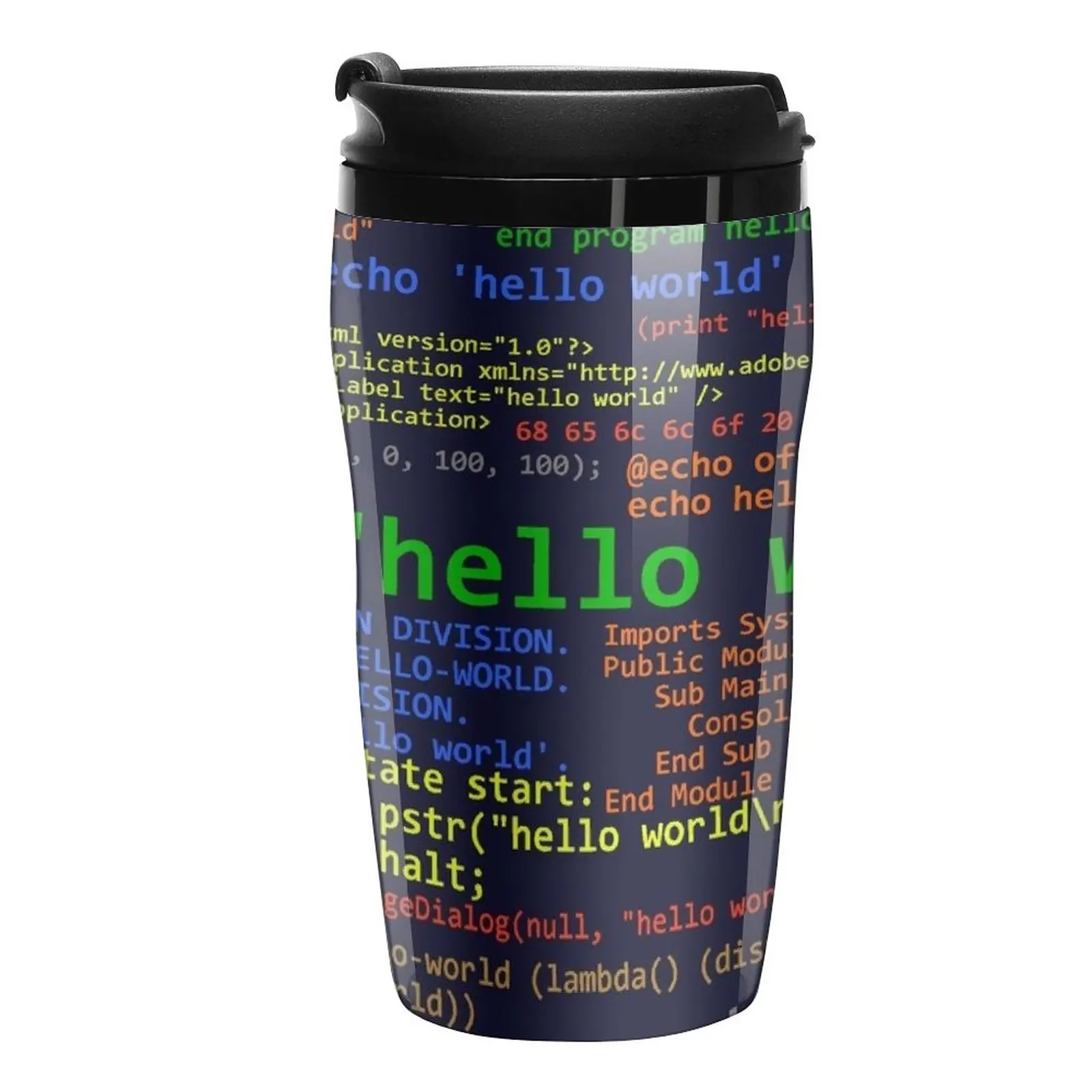 

New Hello World - Many Programming Languages (dark) Travel Coffee Mug Coffe Cups Coffee Cup Set