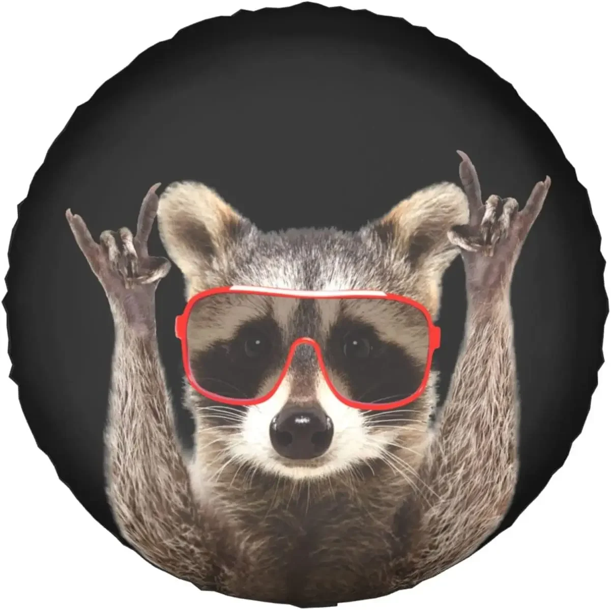 Funny Raccoon Sunglasses Rock Pattern Print Spare Tire Cover Waterproof Dust-Proof UV-Proof Wheel Tire Covers for  Wrangler