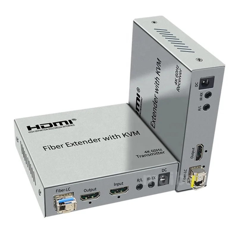 HD Video RJ45 HDMI RS232 IR Function KVM Fiber Optic Video 4K 60Hz 1080P HDMI Fiber Extender Over Fiber IP 20KM With KVM