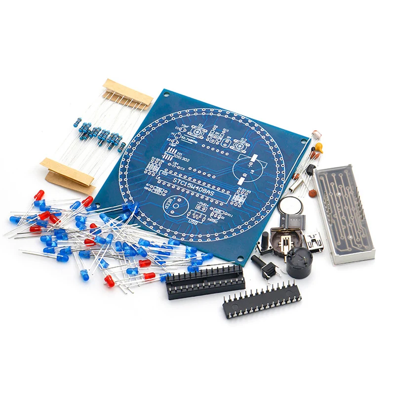 DIY Rotating Digital LED Display Module Alarm Electronic Digital Clock Kit 51 SCM Learning Board 5V DS1302