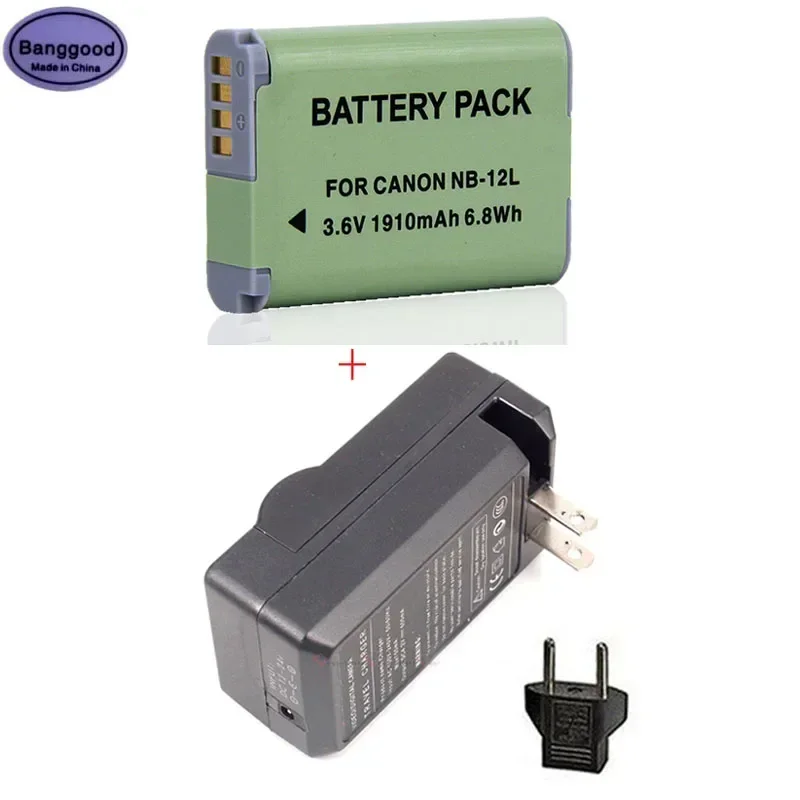 Batería de cámara NB-12L NB12L de 3,6 V, 1910mAh + cargador de CA para Canon PowerShot G1 X Mark II G1X Mark 2 para N100 N100 VIXIA Mini X