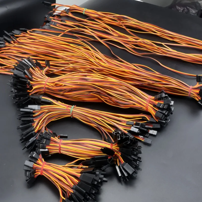 

10Pcs/lot 100 /150 / 200 / 300 / 500 / 1000mm Extension Lead Wire Cable Anti-loose 60 core Servo For RC Futaba JR Male to Female