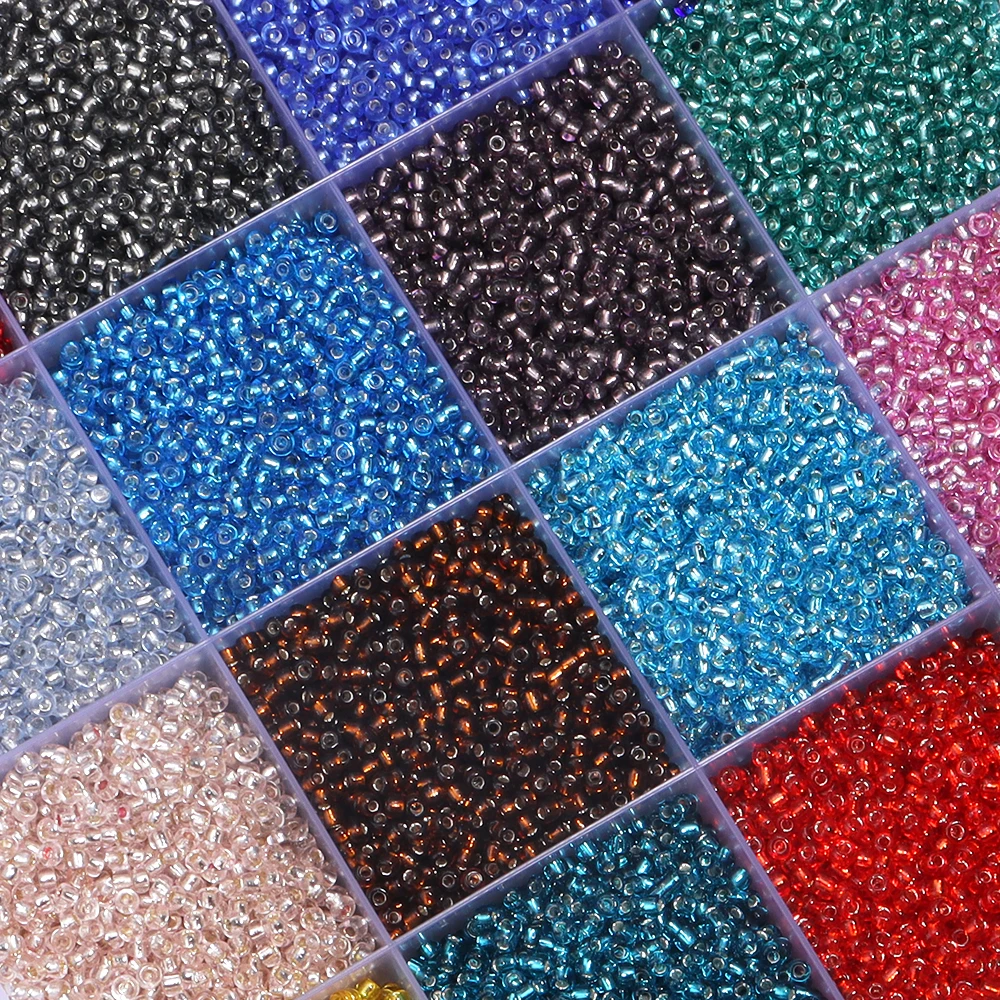 10g/lot 2mm Silver Filled Tube Glass Beads Rice Beads Seed Beads Loose Spacer Beads Jewelry Making DIY Necklace Accessories