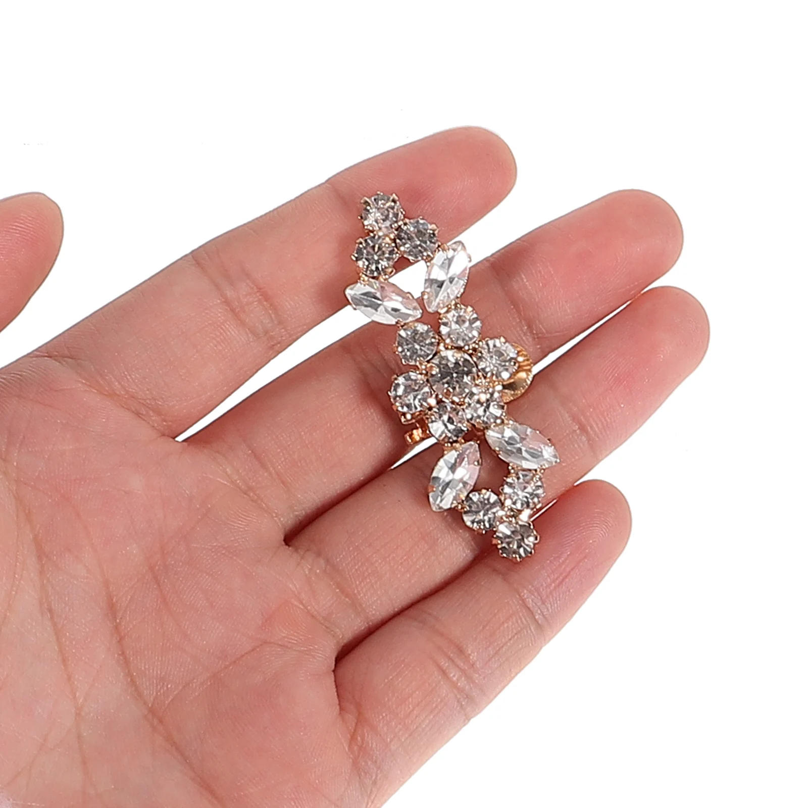 

2pcs Golden Rhinestone Buckle Clips Shoe Clips For Brides for Wedding Bridal Shoe Accessories Bling Embellishments