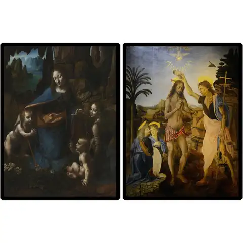 바다의 처녀 캔버스 프린트 대형 레오나르도 다빈치 종교 벽 예술 HD 클래식 그림 (거실 침실 장식용)