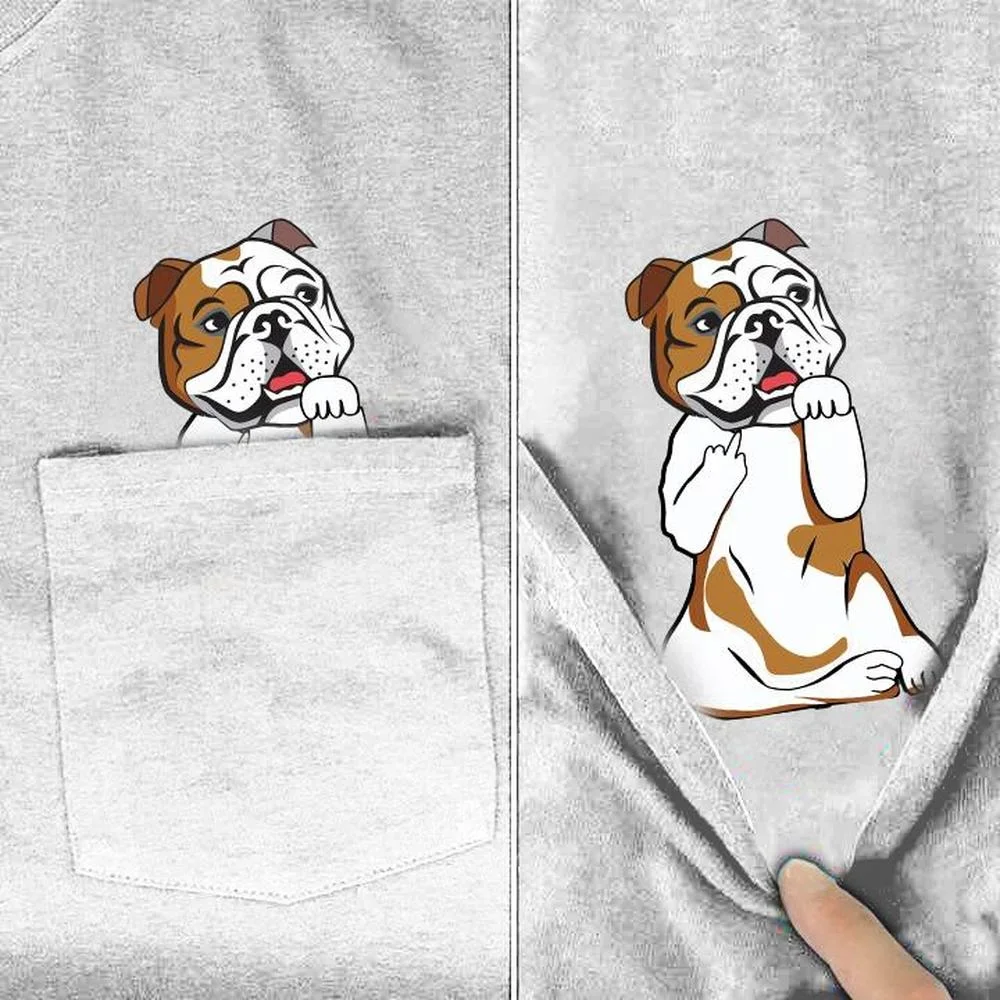 CLOOCL Funny White Cotton T-shirt Pocket Dachshund Printed Short Sleeve Fashion Cool TShirts Harajuku Casual Tee Streetwear Tops