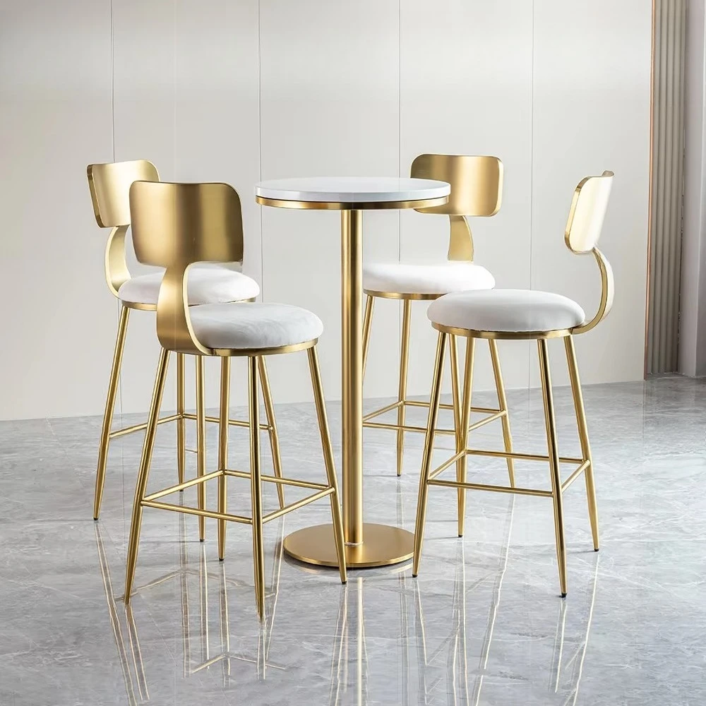 Juego de bar de muebles de exterior de alta gama, barra comercial de MDF, mesa alta, actividad moderna de barra de acero inoxidable