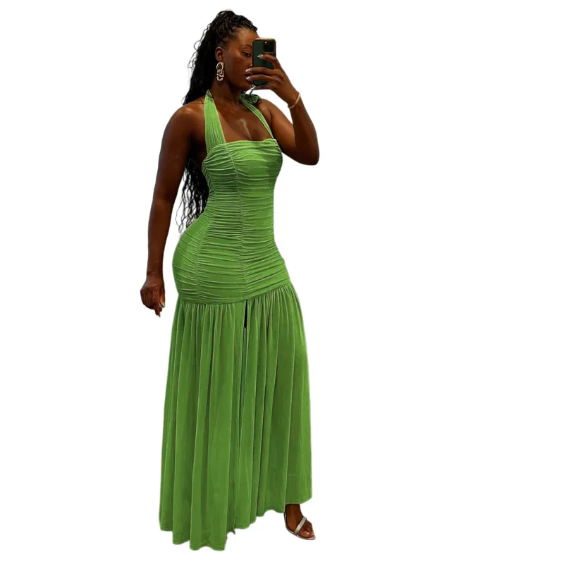 Vestido sofisticado, vestido ajustado con espalda descubierta y doble capa, vestido recortado, vestido moldeador de figura para discoteca