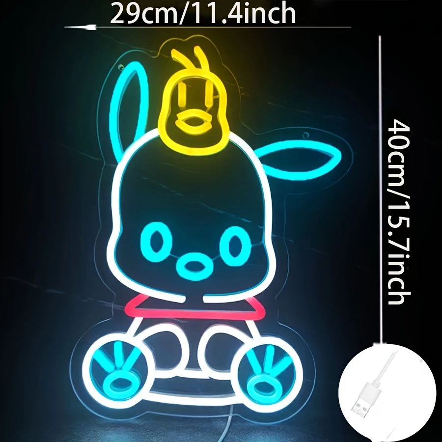 Sanrio Pochacco Insegna al neon LED Luce al neon USB Dimmerabile Camera da letto Bar Soggiorno Cinema Sala giochi Man Cave Decor Regali di compleanno