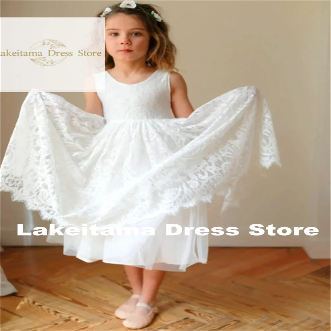 Customization Tulle Lace Printing Flower Girl Dresses For Wedding Puffy Baby First Communion Dress Kids Dream Surprise Gift