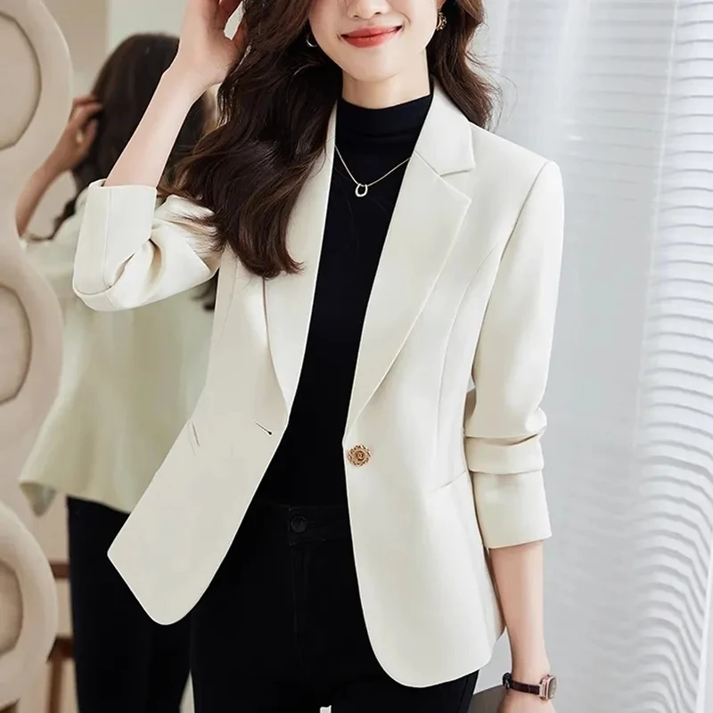 Spring Autumn Female Solid Color Suit Coat 2024 Women Advanced sense Leisure Blazer Jacket Korean Lady Short Fashion Top Outwear