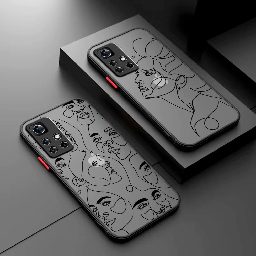 

Woman Female Face Line Art Case For Samsung A73 A72 A71 A53 A52 A51 A42 A33 A32 A31 A30 A23 A22 A14 4G 5G Matte Transparent Capa