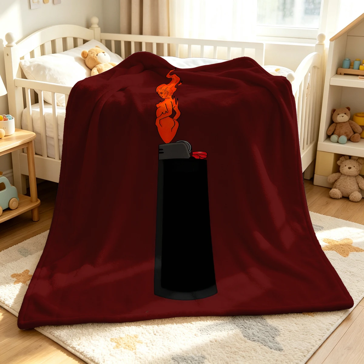 Fire Lady Flannel Blanket Warm Soft Halloween Christmas Couch Warm Cozy Decorative Decor Gift for All Season