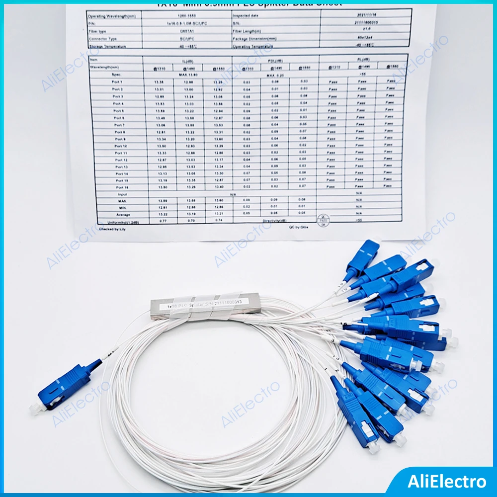 

10 шт./партия, волоконно-оптический ПЛК-сплиттер 1x16 SC/UPC, стальная трубка 0,9 мм, мини-блок G657A1 0,9 мм 1 м 1*16 1*2 1*4 1*8 SC UPC соединитель