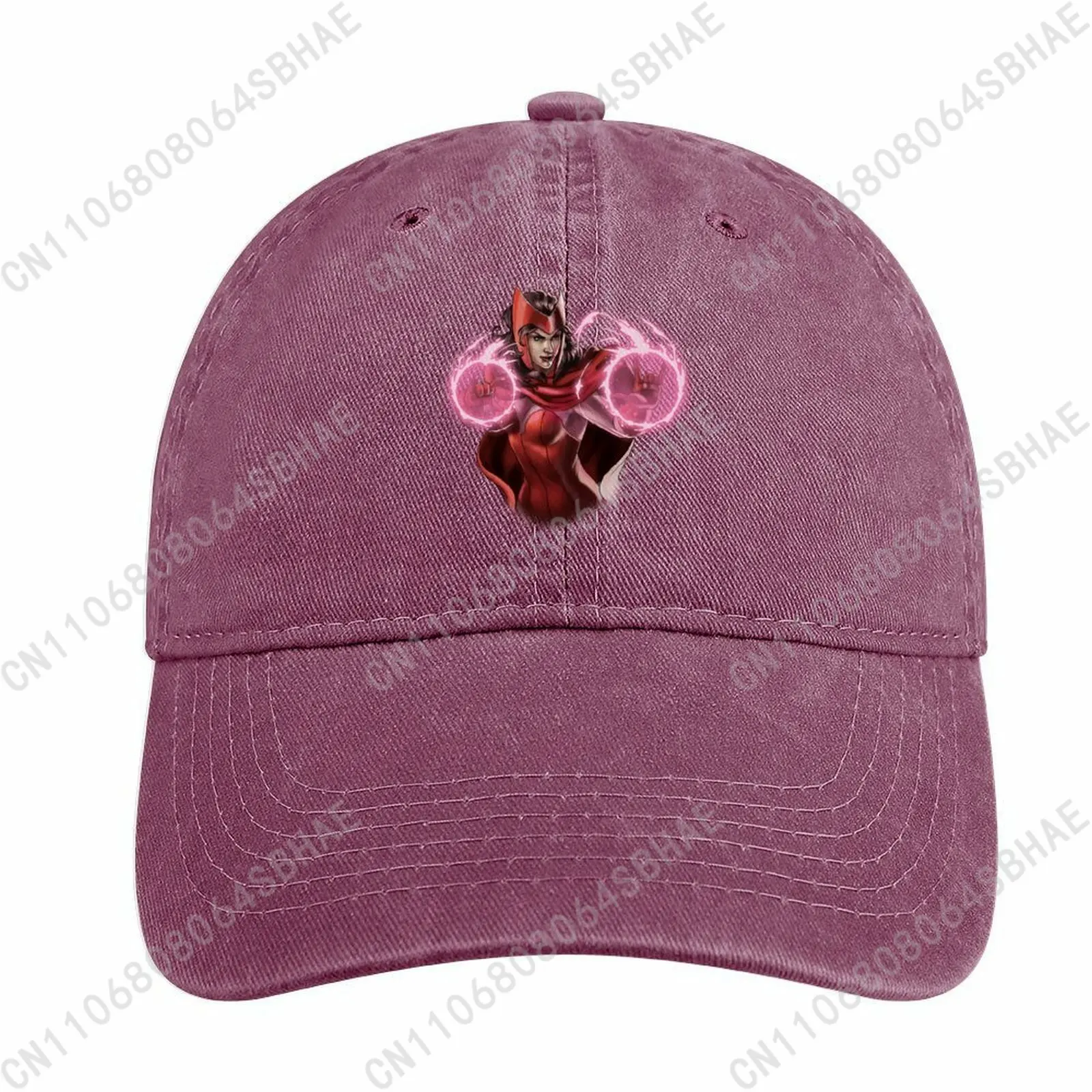 

Marvel Scarlet Witch Washed Cotton Baseball Cap Vintage Dad Hat Men Women Retro Adjustable Denim Cap Streetwear Cosplay
