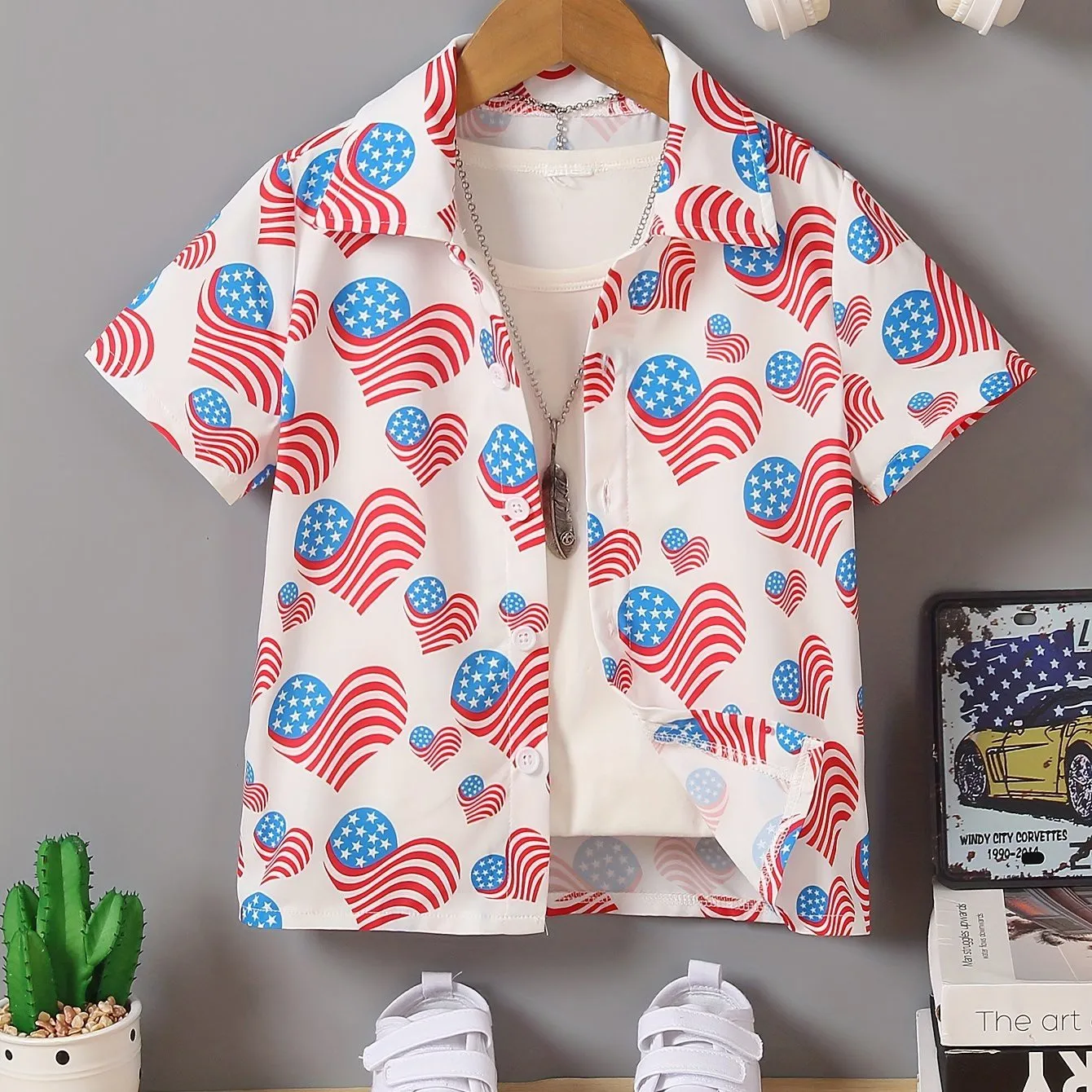 Ragazzi Cartoon Bright Colors Pattern Hawaii Shirt top manica corta Casual comodo bottone frontale allentato camicia estiva per le vacanze