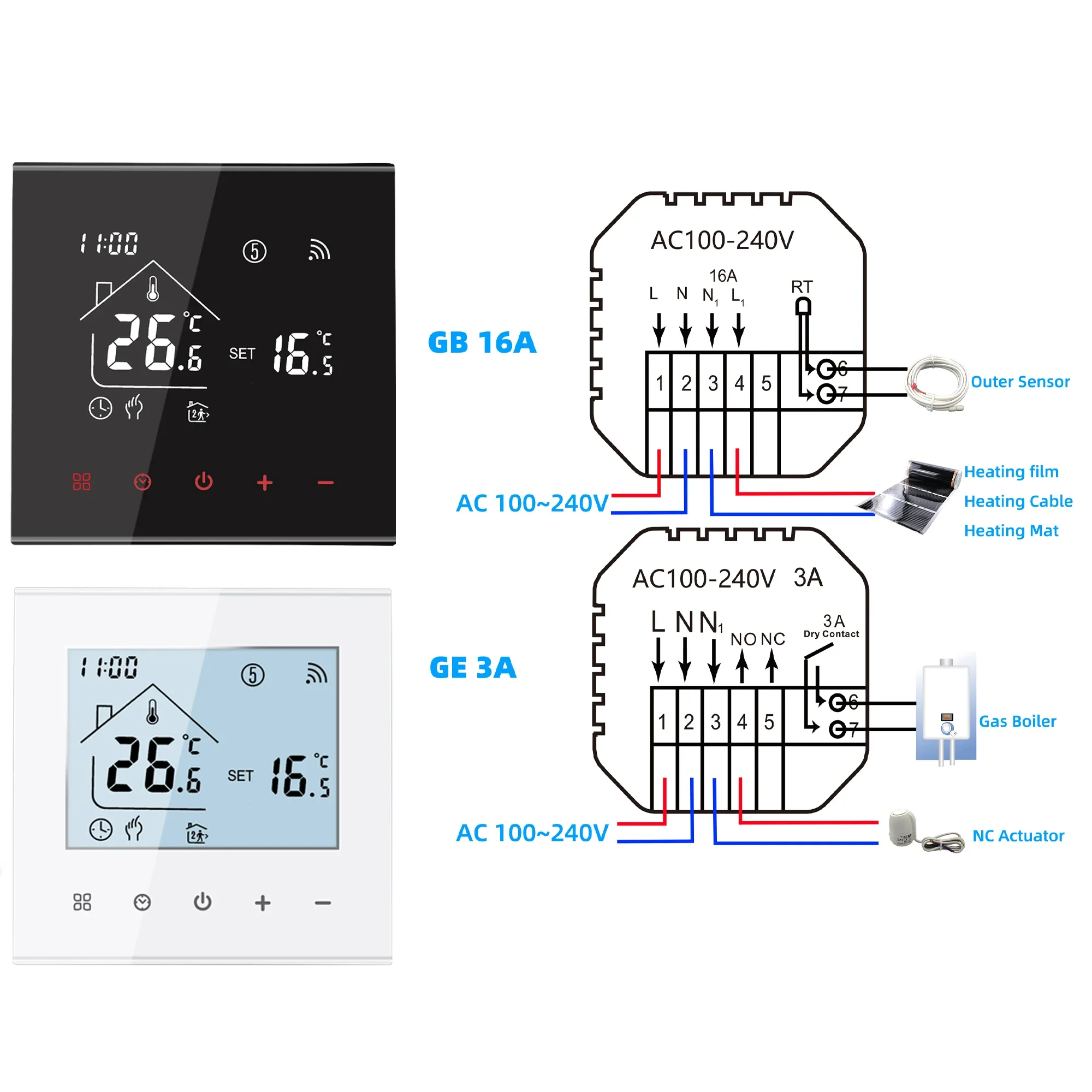 Minco Heat New M4A Samrt Wifi Tuya Thermostat Temperature Controller LCD Display For Electric Floor Heating/Water/Gas Boiler