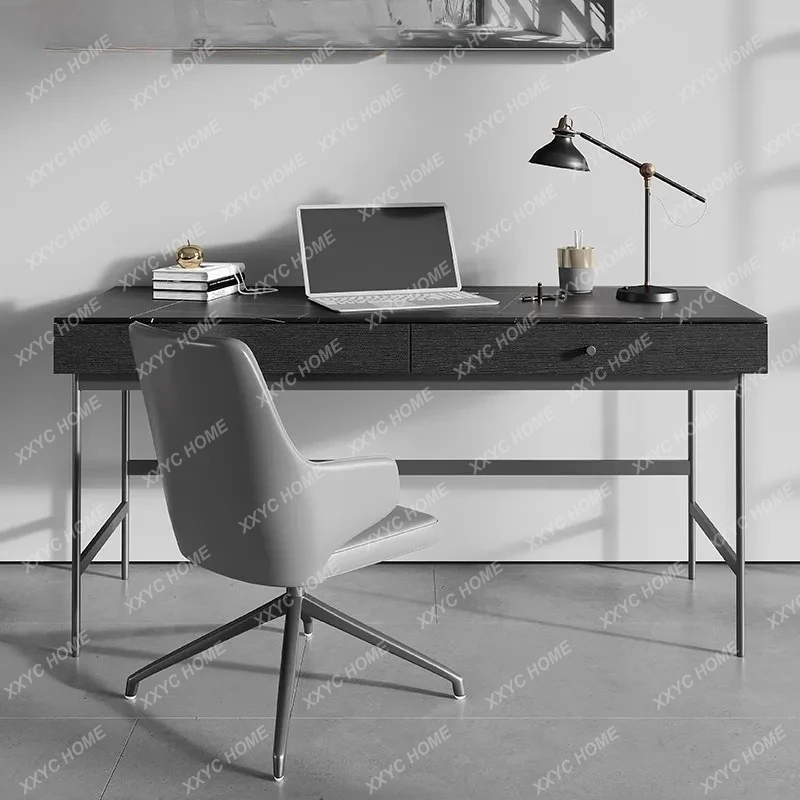 L minimalist rock slab desk  solid wood simple modern home desktop computer desk