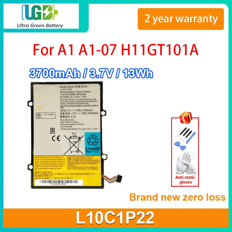 

UGB New L10C1P22 Battery For Lenovo Lepad A1 A1-07 Tablet PC H11GT101A 121500028 3.7V 3700mAh 13Wh