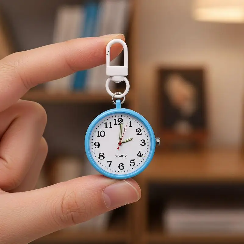 Silent Movement Exam Watch Alloy Case Pocket Watch Mini Size Reusable Design Keychain Watch Backpack Decoration