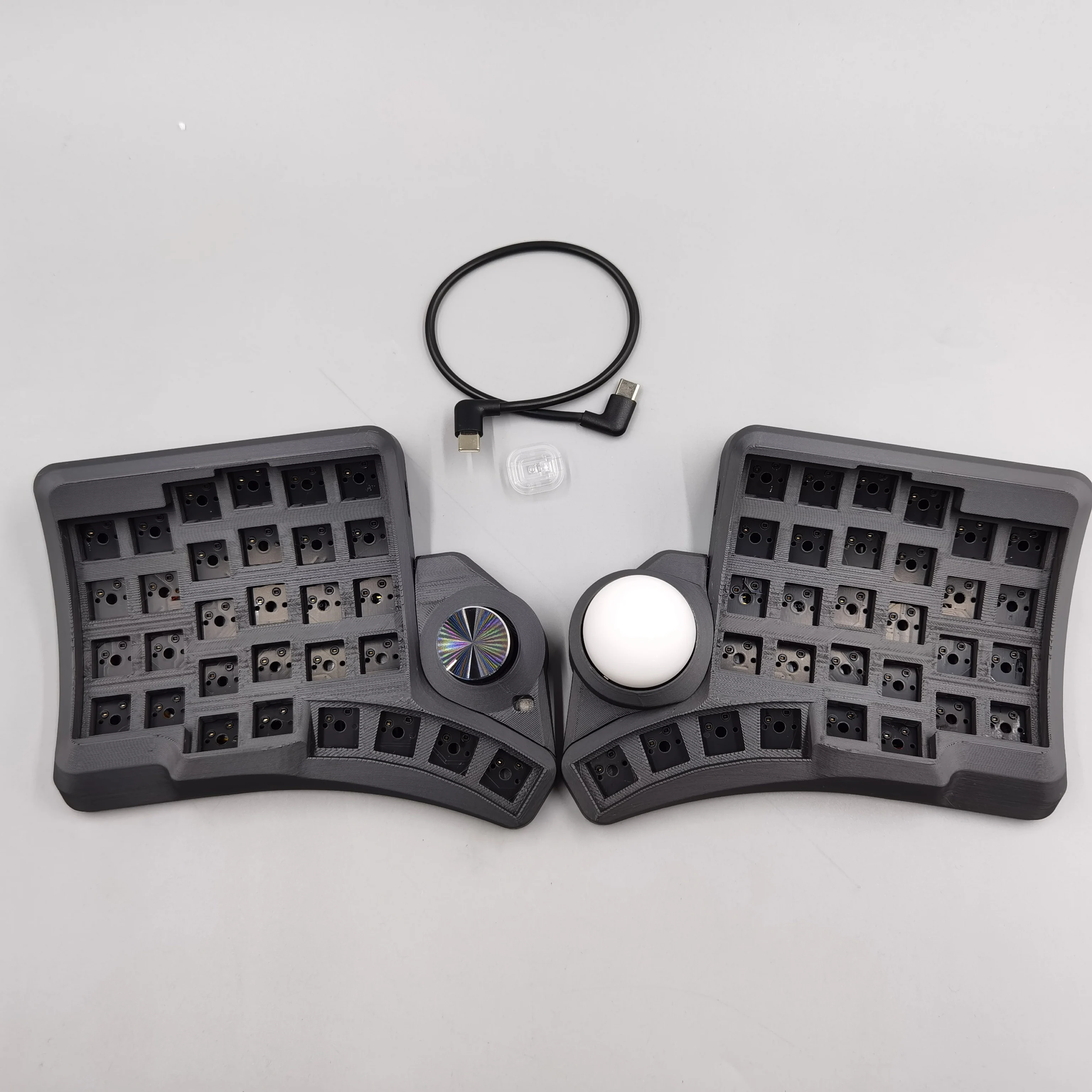HPD V2 Curved Surface Split Keyboard Kit Wired Single Mode PLA 3D Printing Custom Kit with Touch Pad/Track Ball No Axis Keycap