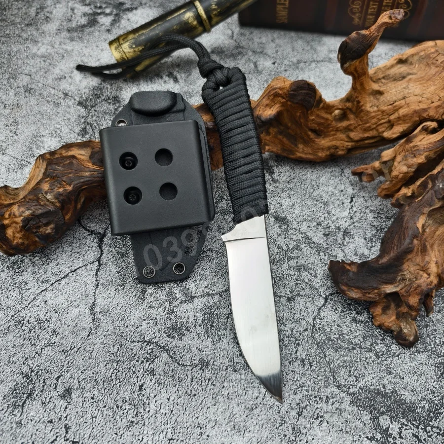 

1 шт. Уличный прямой нож с лезвием из стали 440C, черной нейлоновой рукояткой, для кемпинга, тактический, аварийный, для самообороны, практичный нож для резки