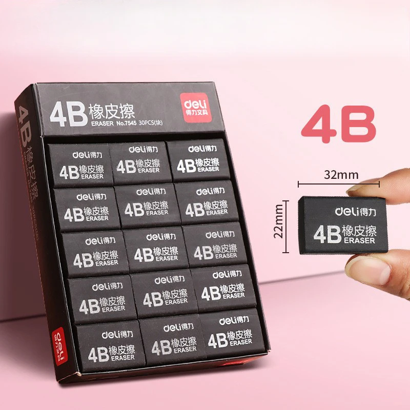 

60pcs Black Eraser for Kids 4B Eraser Easy Clean Rubber School Useful Items Wholesale Korean Stationary Art Supplies Pencil Cute