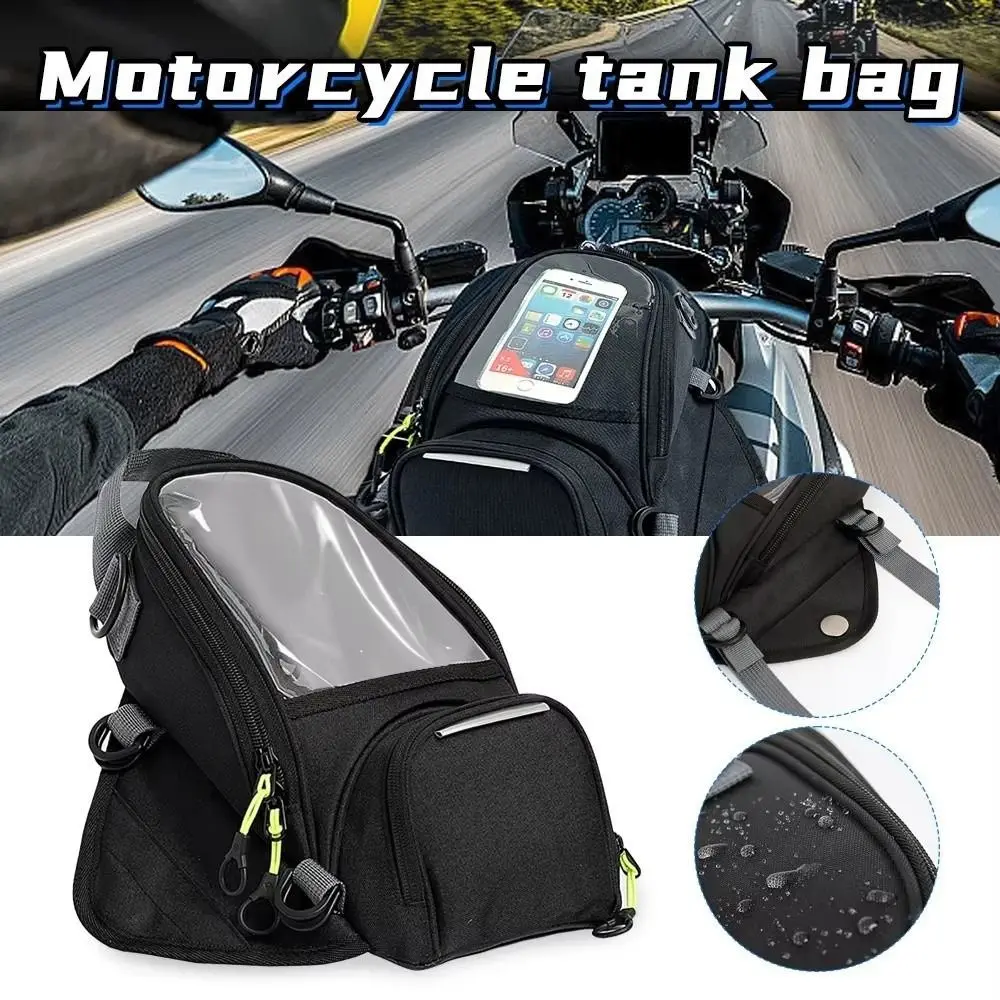 Water Resistant Motorcycle Tank Bag Oxford Material Touch Screen Motorcycle Luggage Bag Magnetic Closure 5L Capacity